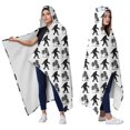 thumbnail image 2 of Wearable Blanket,White Bigfoot and Tree Pattern Hooded Wearable Sherpa Blanket for Adults & Teens,Winter Poncho Shawl Wrap Cape Thick Warm,50"x60", 2 of 5