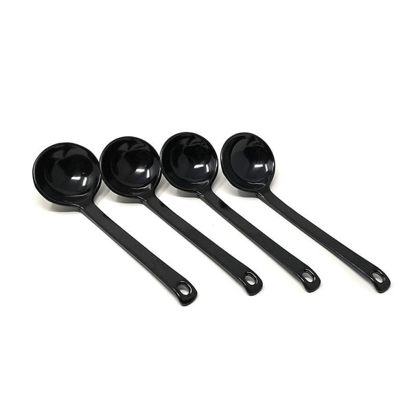 ASIAN HOME Black Melamine Japanese Long Handle Spoons for Ramen, Soup, Hot Pot Eating, Mixing
