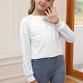 thumbnail image 3 of Xyxonk Girls Long Sleeve Shirts Fall Trendy Shirts Size 10-12 Shirt Cute Kids Crewneck Tshirts Cute Daisy Prints Crop Tops Tween Girls Clothes White 120, 3 of 7