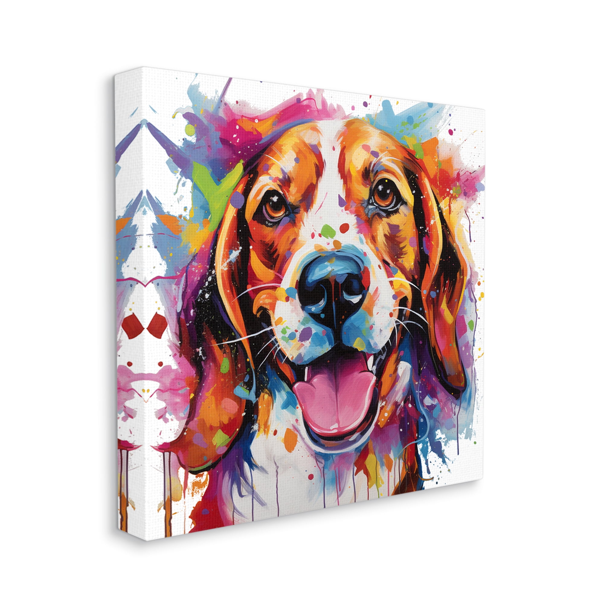 Stupell Industries Happy Dog Modern Splash Animals & Insects Painting Gallery Wrapped Canvas Art Print Wall Art, 24 x 24