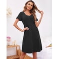 thumbnail image 5 of Ekouaer Women's Nightshirt Short Sleeve Button Down Nightgown V-Neck Sleepwear Pajama Dress, 5 of 5