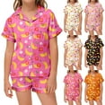 thumbnail image 3 of Toddler Pajamas for Girls Boys Fruit Print 2 Piece Short Sleeve Button-Down Nightwear with Shorts Set Christmas Pajamas Kids Girl Pajamas Size 2-3 Years, 3 of 3