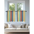 thumbnail image 4 of Colorful Stripes Tier Curtains 36 Inch Length,Sheer Curtains for Bedroom Living Room Window Modern Abstract Art Vertical Striped Small Half Window Kitchen Curtains & Drapes 27.5"x36" 2 Panels, 4 of 6