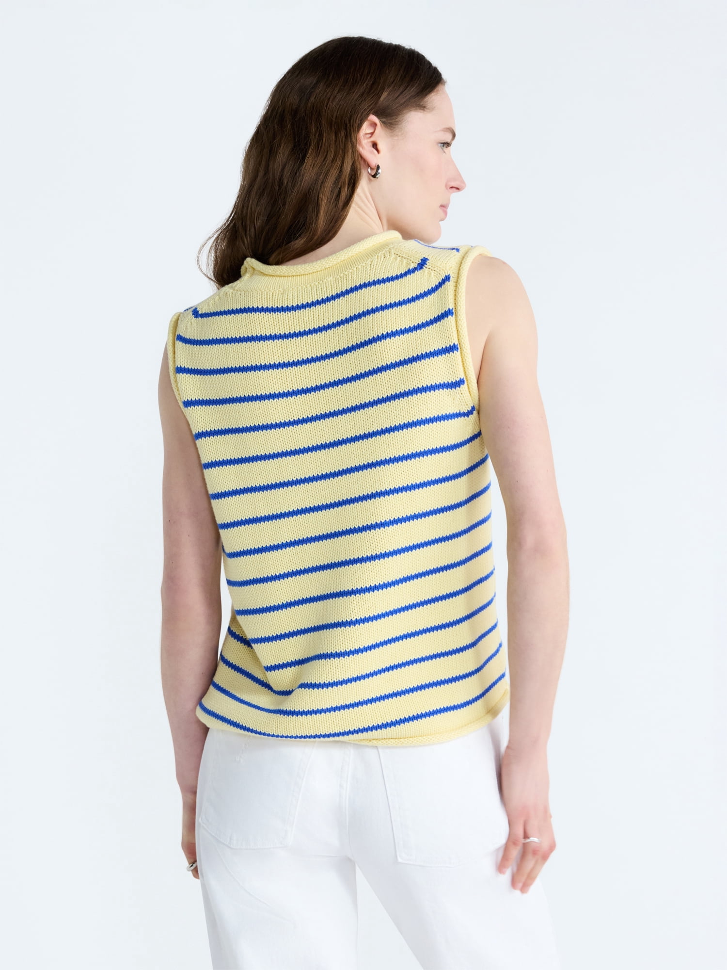 Free Assembly Women's Roll Neck Cotton Sweater Shell, Lightweight, Sizes XS-XXL