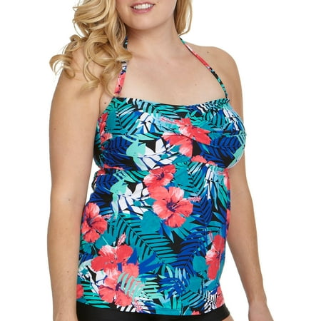 Catalina Women's Plus-Size Floral Print Bandeau Tankini Top With ...
