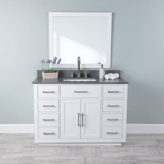 Barrett 48 Inch Oak Vanity with Rectangular Undermount Sink - White