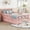 Pink, variant on Noble House Twin Size Wood Platform Bed with Guardrails on Both Sides and Two Storage Drawers ,Pink