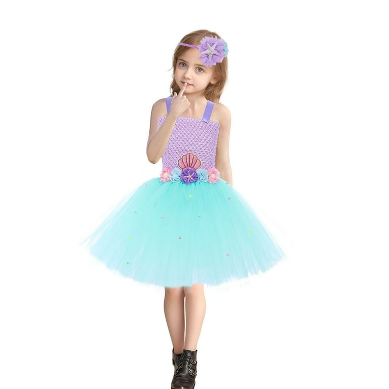 BRGZLK Girls Mermaid Tutu Dress Birthday Party Princess Dress Kids