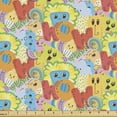 thumbnail image 1 of Alien Fabric by the Yard, Energetic Doodle Style Graphics of Colorful Cartoon Monsters Beasts Wow Lettering, Decorative Upholstery Fabric for Sofas Home Accents, 10 Yards, Multicolor by Ambesonne, 1 of 4