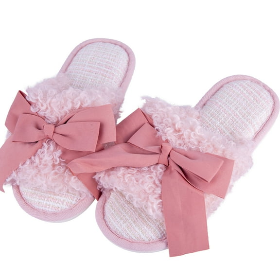 Summer Fashion Big Pink Bow Slippers for Women Memory Foam House Bedroom Elegant Lady Crossbands Slide Slipper Shoes Comfy Trendy Gift Slippers