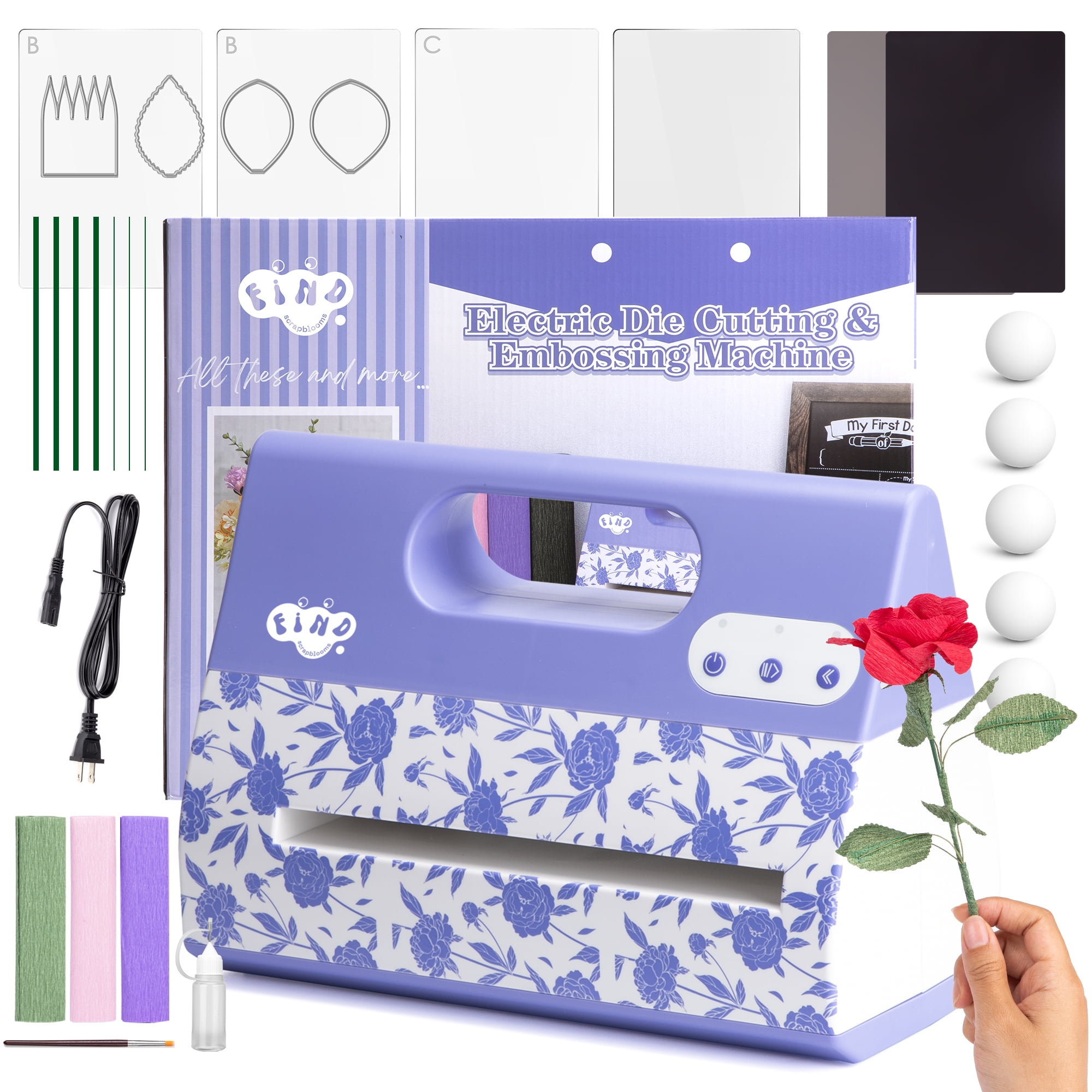Portable Automatic A4 Die Cutting Machine,Electric 9 inch Embossing Machine kit for CardMaking，Crepe Paper Flower Making