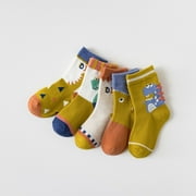 Hjcommed Toddler Baby Boys Children's Cute Colorful Dinosaur Pattern Non-slip Breathable Cotton Middle Socks Sox Multicolor M