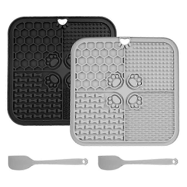 2PCS Cat Licking Mat, 20 X 20 cm, Lick Mat, Dog Lick Mat with Suction Cups Feeding Mat for Butter
