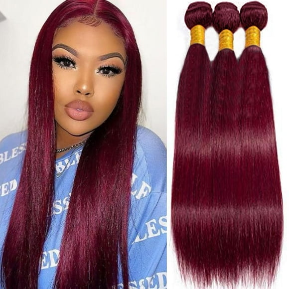 Hair Bundles HeioWuio #99J Straight Brazilian Remy 60 cm 3 x 10