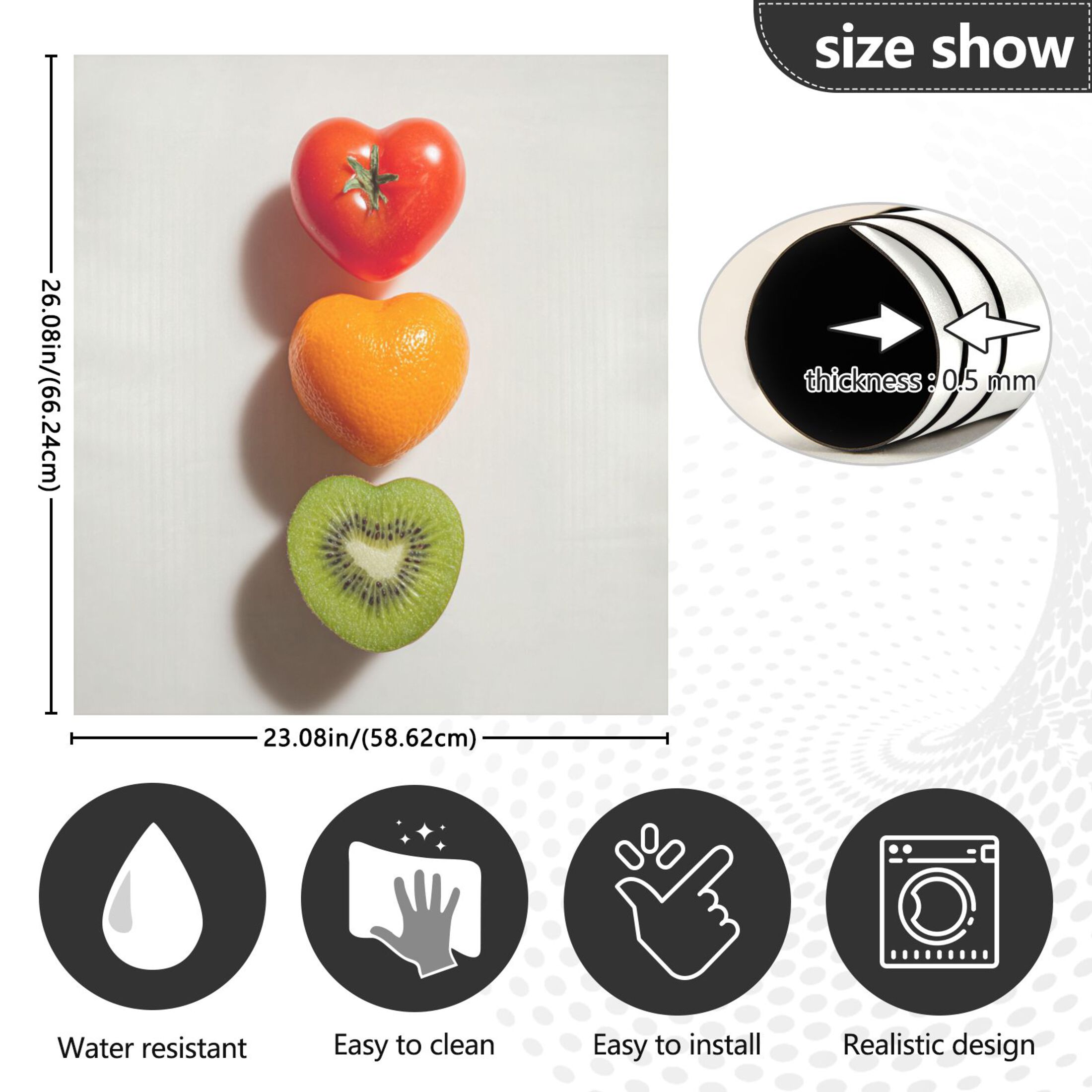 IAUYY Magnetic decorative sticker - 23x26 Inch PVC Refrigerator Decorative Cover, Removable DIY Art for Kitchen Appliances Kiwifruit