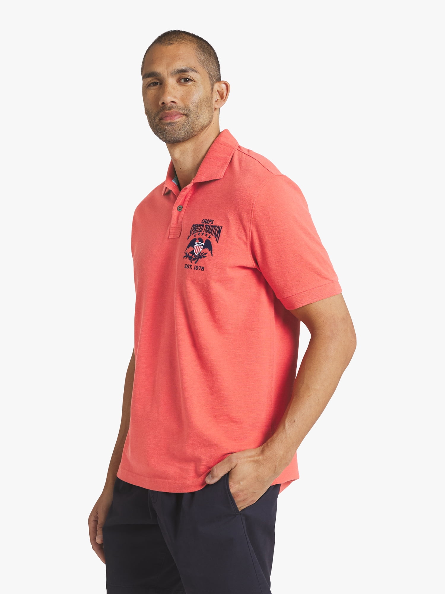 Chaps Men's Short Sleeve Eagle Slub Polo, Sizes S-2XL