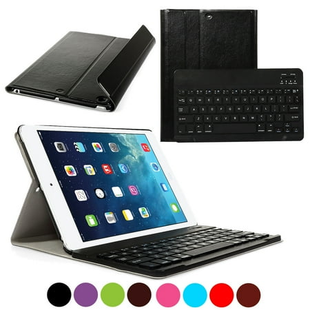 CoastaCloud Apple NEW iPad 2017 Wireless Bluetooth Keyboard 9.7 inch with Stand Folio Case Cover Rechargeable USB Cable Removeable Keyboard PU