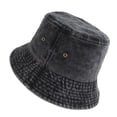 thumbnail image 2 of Yuanlong Unisex Washed Denim Bucket Wide Brim Sun Hat Solid Color Classic Minimalist Beach Travel Headwear, 2 of 6