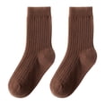 thumbnail image 2 of Moxufan Women Mid-calf Socks High Elastic Breathable Socks Sweat-absorbent Stockings Soft Solid Color Bootie Socks Thick Warm Socks for Fall Winter,Brown, 2 of 8