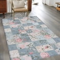 thumbnail image 2 of 3'x5' Area Rugs, Blue Pink Botanical Indoor Outdoor Area Rug for Living Room Bedroom, Spring Floral Vintage Washable Bathroom Rugs Kitchen Floor Carpet Mats Home Decor Aesthetic, 2 of 8