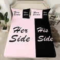 thumbnail image 3 of Homewish Romantic Valentine Twin Sheet Sets for Couple, Black Pink Splicing Twin Fitted Sheet, Modern Simple Theme Flat Sheet, Microfiber Bedroom Decor, 3pcs, 3 of 8