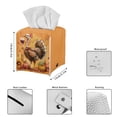 thumbnail image 3 of POLERO Waterproof Tissue Box Holder, Thanksgiving Square PU Leather Tissue Box Cover, Elegant Turkey Decorative Facial Paper Organizer Dispenser for Bathroom, Night Stands, Desk, 5.1X5.1X5.5'', 3 of 7