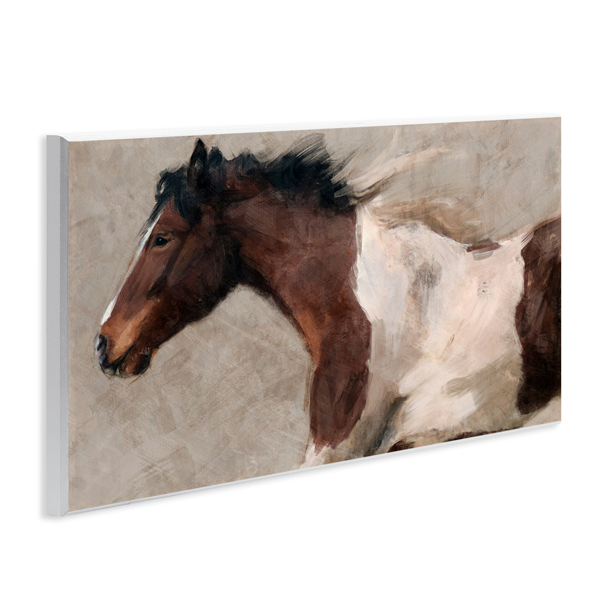 Stupell Industries Brown & White Horse Animals & Insects Painting Unframed Art Print Wall Art, 17 x 7