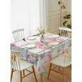thumbnail image 2 of Easter Rectangle Tablecloth, Spring Bunny Feet Eggs Floral Herb Wooden Plank Waterproof & StainResistant Tablecloth, Washable Oil-proof Table Cover for Dining/Party/Wedding/Camping/Buffet 60x84 In, 2 of 9