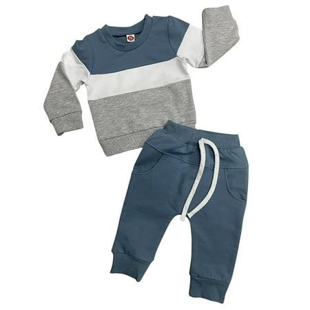 

Sngxgn Baby Girl Clothes Fall Winter Outfits Long Sleeve Sweatsuit and Pants Toddler Clothing(Blue 18-24 M )