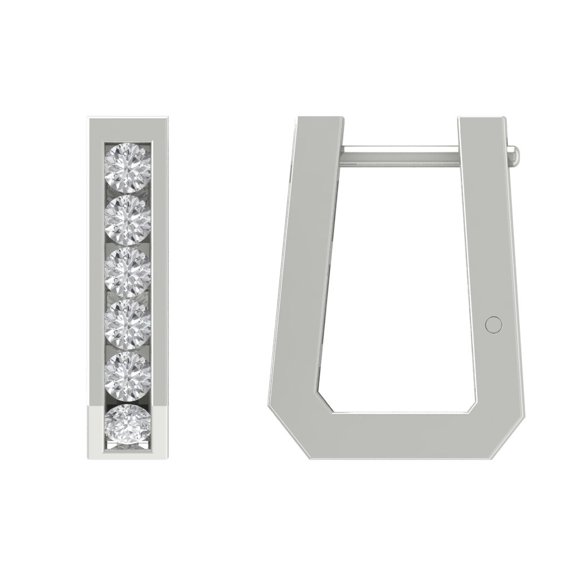 Araiya Sterling Silver Diamond Hoop Earrings for Women (1/2 cttw, I-J Color, I2-I3 Clarity)