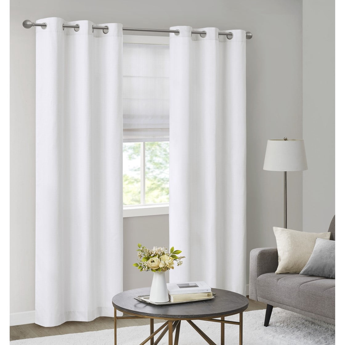 MAYEERTY Basketweave Room Darkening Cordless Roman Shade, White, 64" L x 39" W