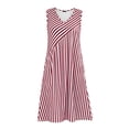 thumbnail image 4 of XuJwPNcy Womens Summer Dresses Sleeveless Striped Knee Length Dress with Pockets V Neck Comfortable Soft Dresses for Women, 4 of 7