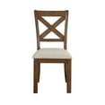 thumbnail image 3 of Transitional Style Brown Finish Side Chairs Set of 6, Beige Fabric Upholstered Seat Dining Furniture, 3 of 4