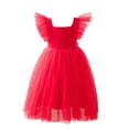 thumbnail image 4 of Ugoldhm Girls Ruffle Sleeve Polka Dot Tulle Dress - Square Neck Party & Wedding Flower Girl Gown (2-8 Years), 4 of 7