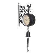 Angle View: Metal Outdoor Double Clock, 22"