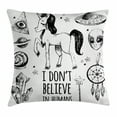 thumbnail image 1 of Unicorn Throw Pillow Cushion Cover, Mysticism Occult Featured Set with Pyramids Aliens Dream-Catcher Grunge Print Artwork, Decorative Square Accent Pillow Case, 24 X 24 Inches, Black, by Ambesonne, 1 of 2