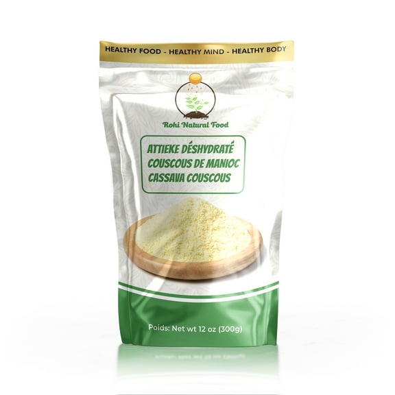 Rohi Natural Food SCH4 Attieke - Cassava Couscous| AIP Rice| Paleo Compliant |GLuten-Free | High Fiber |Non-GMO | Attieke Cote d'Ivoire | Vegan, 300g