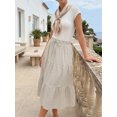 thumbnail image 3 of DARING DIVA Women's Gingham Drawstring Waist Tiered A-Line Midi Skirt XL Brown, 3 of 8
