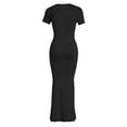 thumbnail image 4 of Wdgfv Women's Basic Summer Casual Lounge Long Dress Elegant Short Sleeve Crew Neck Bodycon Maxi Dresses, 4 of 5