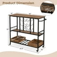 thumbnail image 3 of Costway 3 Tiers Bar Cart Home Serving Cart on Wheels with Glass Racks Wine Holders Rustic Brown, 3 of 10