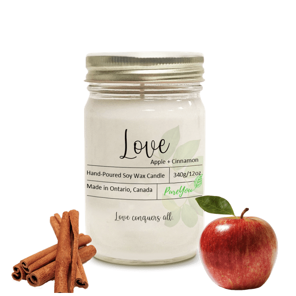 Pureyou Handmade Soy Wax Candle Apple and Cinnamon great for gift and wedding