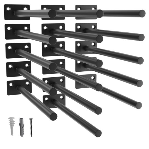 Soporte de estante flotante LEOPO negro de 20 cm, paquete de 16