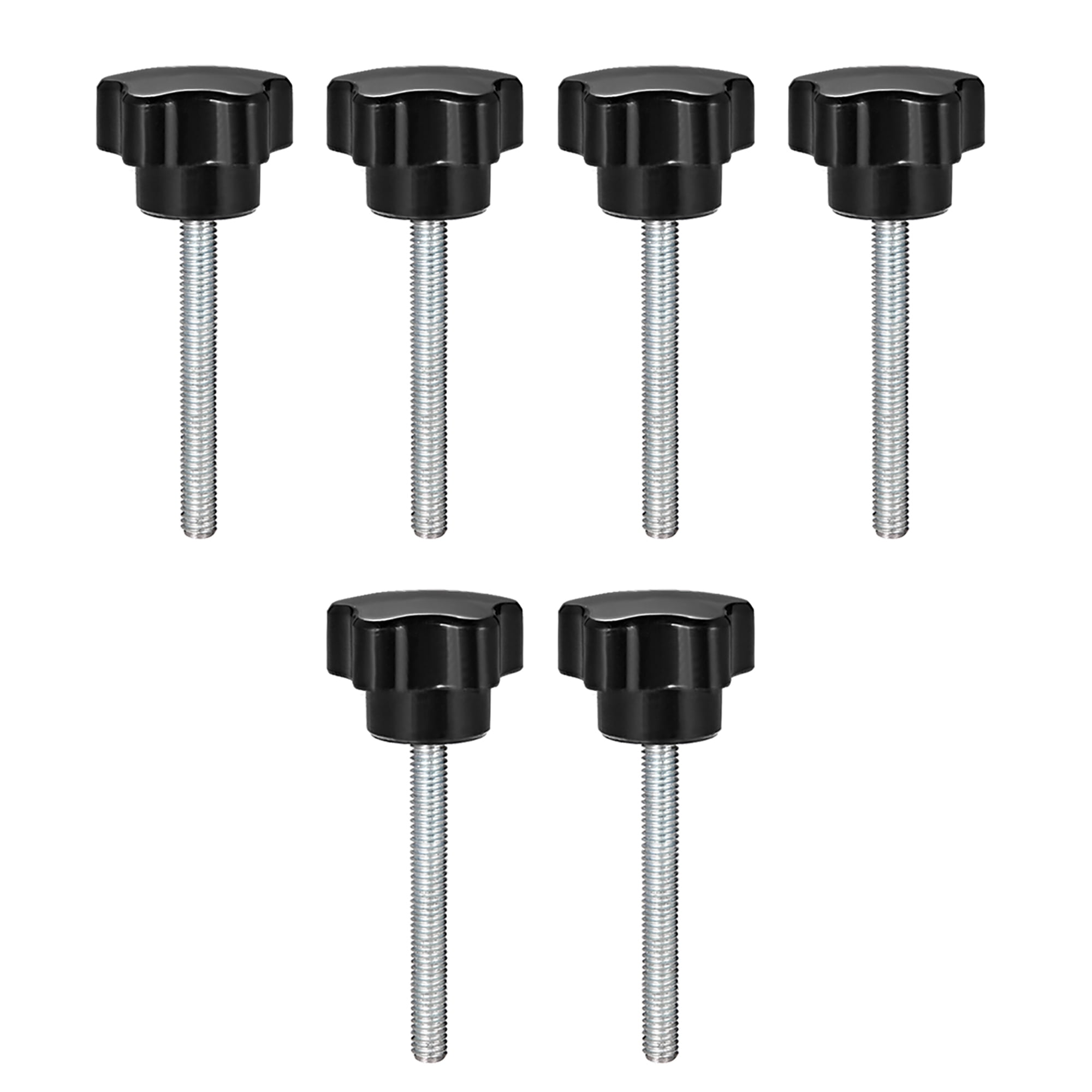 6 Pcs Star Knobs Grips M6x50mm Male Thread Steel Zinc Stud Replacement
