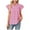 Pink, variant on Women Ruffle Short Sleeve Shirts Dressy Cute Bow Tie Print Casual Tees V-Neck Ruffle Trim Loose Fit Tunic Tops