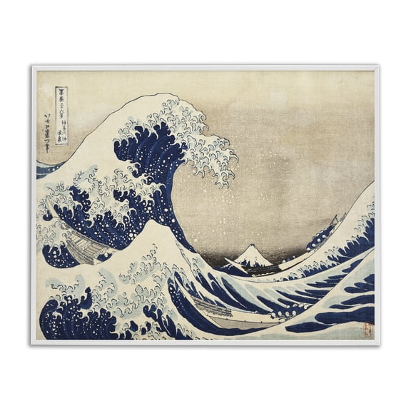 Stupell Industries Coastal Classic Tsunami Wave White Framed Giclee Art, 14 x 11, by Katsushika Hokusai
