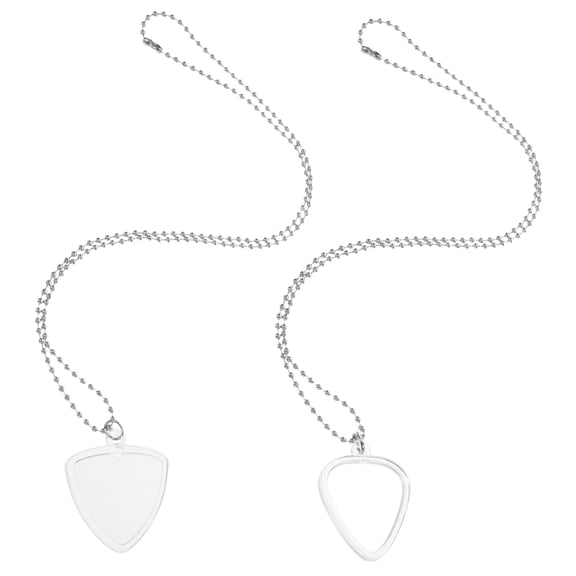 NICEXMAS 2-Pack Clear Guitar Pick Holder Necklace for Portable Guitar Accessories Storage and Convenient Access