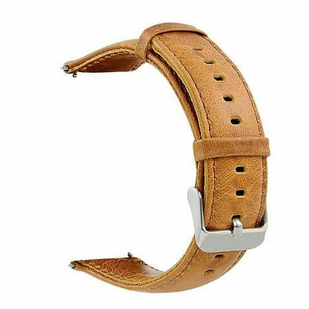 FIEWESEY Bands Compatible with Garmin Captain Marvel Venu 2S/Vivoactive 4S/Vivomove 3S Rey 18MM Leather Watch Strap Wristband Bracelet with Stainless Steel Buckle Clasp(Brown)