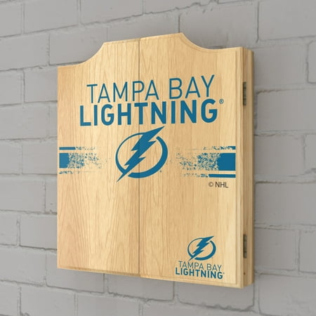 Tampa Bay Lightning NHL Dart Cabinet Set with Darts and Board - Blue, White, Black