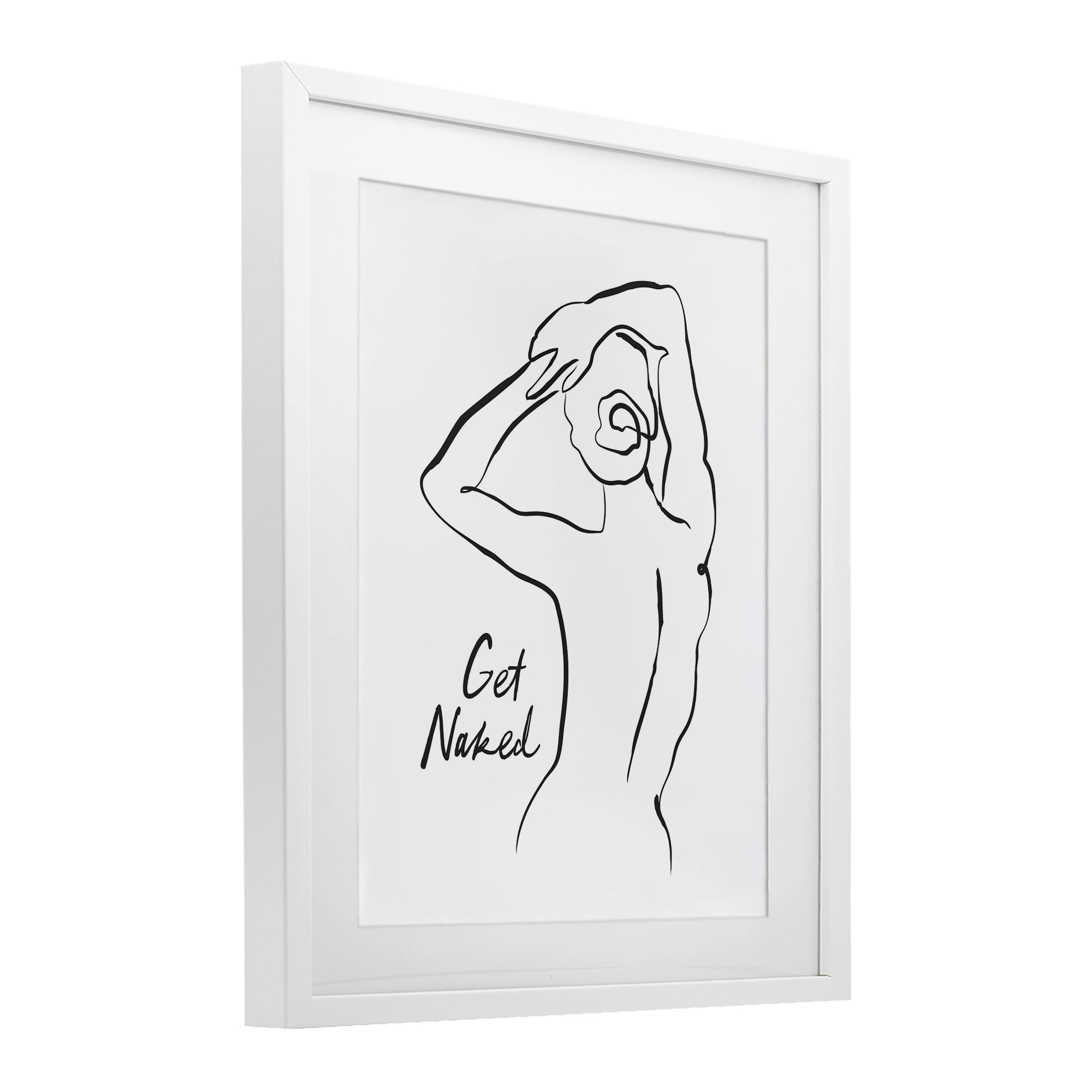 Stupell Industries Get Naked Nude Silhouette White Framed Print Under Glass, design by Lettered and Lined