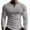 Gray, variant on JIUKE Mens Long Sleeve Shirts Slim Fitted Ribbed Solid Color Button V-Neck Comfy Casual Plain Tops